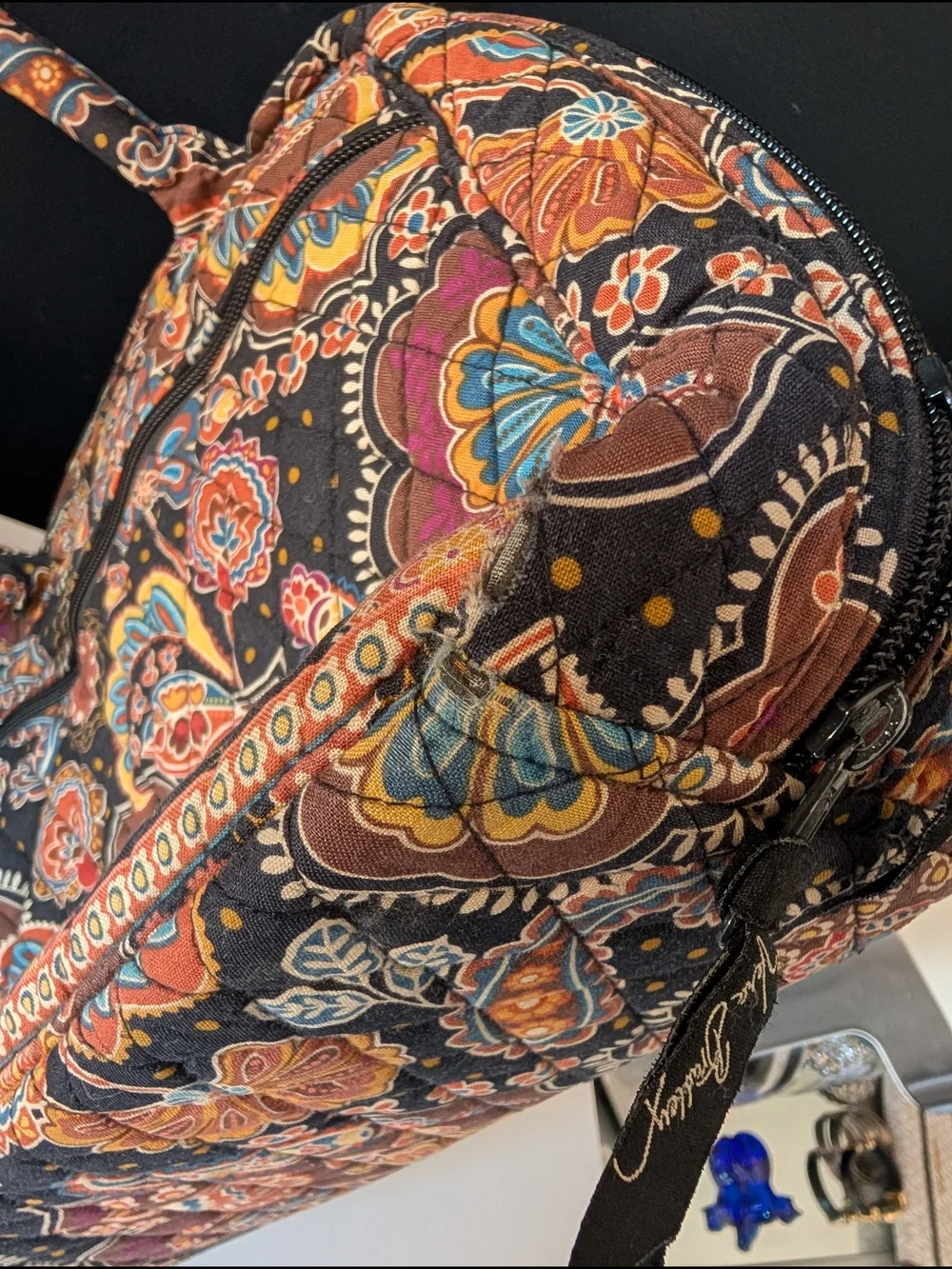 Vera Bradley Brown Floral Quilted Shoulder Bag with Matching Wallet